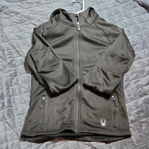 Spyder Black Full-Zip Hooded Jacket with Logo